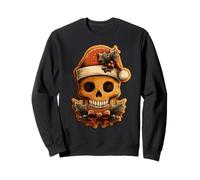 Skull with Santa Hat Creepy Cookie Spooky Gothic Christmas Sweatshirt