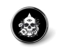 Skull with Third Eye and Flower Metal Round Badge Pattern Printed Button Badge Personalized Circle Badges 1"