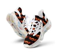 Skull with Wings Fire Men's Running Shoes Breathable Air Trainers Sports Walking Sneakers for Workout Athletic 12women/10men（EUR44）