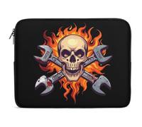 Skull Wrench Flames Mechanic Laptop Case Sleeve Bag 13inch Durable Shockproof Protective Computer Carrying Cover Briefcase