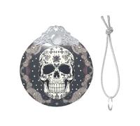 Skull Yoga and flower Print Christmas Metal buckle Glass round pendant Ornaments, 2025 Xmas Tree Decoration