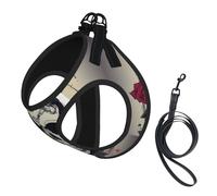 Skull Yoga print Dog Harness and Leash Set, Reflective Adjustable Puppy Vest for Small Medium Large Dogs, Cats
