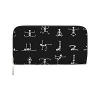 Skull Yoga Print Women Wallet Trendy Travel-Friendly 7.9X3.9in Casual Clutch Purse Gift for Ladies, Black, One Size, Art