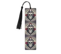 Skull Yoga Print Wooden Bookmarks with Tassels, Wood Book Markers for Book Lovers, Teachers & Present
