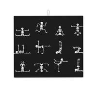 Skull Yoga Printing Kitchen Drying Mat,Absorbent Non Slip Drying Mat,Foldable Mat for Kitchen Counter,Home,Office