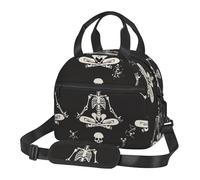 Skull Yoga Prints Lunch Bag Tote Bag for Women Men, Insulated Lunch Cooler Bag Organizer for School Picnic Work Outdoor