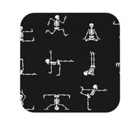 Skull Yoga6-Piece Set Of Leather Coasters,Available In 4 Shapes,Suitable For Beverage And Coffee Coasters,Perfect For Home And Office Decoration, Protecting Desktops