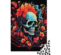 SkullFloralArt 1000-Piece Premium Cardboard VibrantTattooStyle Jigsaw Bundle, Educational Challenge, Stress Relief, Gift for Senior Enthusiasts 70x50cm/1000pcs