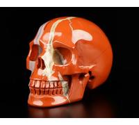 Skullis 1506 Red Jasper with Quartz Crystal Skull Hand Carved Gemstone Art Sculpture Reiki Healing Stone Statue 2"
