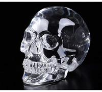 Skullis 3.0" K9 Crystal Skull, Hand Carved Gemstone Fine Art Sculpture, Reiki Healing Stone Statue.
