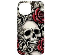 Skulls and Roses Gothic Floral Case for iPhone 15