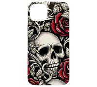 Skulls and Roses Gothic Floral Case for iPhone 15 Plus
