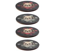 Skulls and Roses | Gothic | Set of 4 Cork Coasters