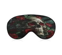 Skulls and Roses Sleep Mask Block Light Eye Sleep Shade Cover Comfortable Lightweight Sleeping Blindfold Soft Breathable Night Eye Cover Adjustable Band Eye Mask for Men Women