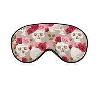 Skulls and Roses Sleep Mask Soft Blindfold Portable Eye Mask with Adjustable Strap for Men Women