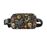 Skulls Boho Ancient Primitive Tribe Stylish Waist Bag Fanny Pack for Men Women Water Resistant Crossbody Shoulder Bag with Adjustable Strap for Travel Vacation Running