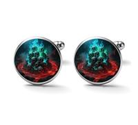 Skulls Burning Fire Flames Alloy Cufflinks for Men 17mm 20mm Shirt Cuff Links for Wedding Business Formal Dress Father's Day Birthday Gift for Him