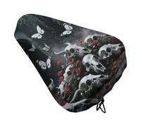 Skulls Butterfly Bike Seat Cover Universal, Waterproof Bicycle Saddle Cover with Drawstring, Rain/Dust Proof Fit Bicycle Seat Protector for Road/Mountain Bikes