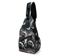 Skulls Butterfly Sling Bag Small Crossbody Bags with Adjustable Strap Durable Chest Bag for Hiking Travel