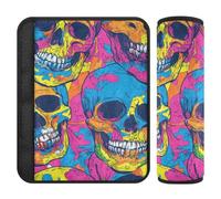 Skulls Dancing Colorful 2 Pack seat Belt Shoulder Strap pad Protects Your Neck and Shoulders for Auto accesorios para carro