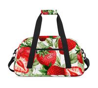 Skulls Day Of The Dead Design Gym Bag Sports Duffle Bag Weekend Sleepover Duffel Bags Small Travel Tote for Overnight Workout Gymnastics Dance Ballet, Strawberry Plant, 18.9 x 8.7 x 10.6 in, Duffel
