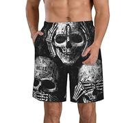Skulls Day of The Dead Gothic Skull Men's Beach Pants Waterproof Swimwear Boardshort with Mesh Lining Swimming Trunk for Running Sports Summer S