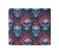 Skulls Flames Bifold Wallet Front Pocket with Money and Credit Card Holder for Men Women