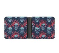 Skulls Flames Printed Bifold Wallet with Hidden Compartments Pocket Money and Credit Card Holder for Men Women