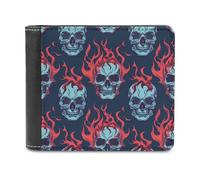 Skulls Flames Printed Bifold Wallet with Hidden Compartments Pocket Money and Credit Card Holder for Men Women
