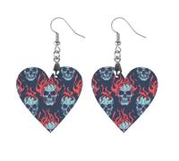 Skulls Flames Round Wooden Earrings Boho Drop Pendant Fashion Gifts for Women
