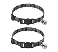 Skulls Floral Roses Black Easy to Wear Pet Collars 2 Pack Collars for Cats