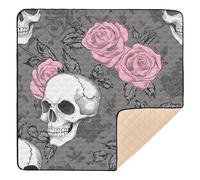 Skulls Flowers01 Soft Thick Baby Activity Play Mat for Indoor Outdoor Water Resistant Baby Crawling Mat for Baby Kids Toddlers Infants, 50'' x 50''