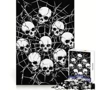 Skulls in Spiderweb 1000 Piece Jigsaw Puzzle for Teenagers Mind Game Toy Stress Release Neat Cut Artistic Gift 50x75cm