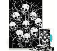 Skulls in Spiderweb 1000 Piece Jigsaw Puzzle for Teenagers Mind Game Toy Stress Release Neat Cut Artistic Gift 50x75cm