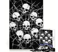 Skulls in Spiderweb 1000 Piece Jigsaw Puzzles for Adults Teenagers Memory Upgrade Light Relax Sharp Cut Lovely Gift 38x26cm