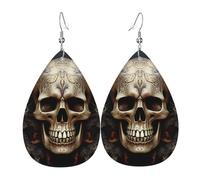 Skulls Leather Earrings Dangle Drop Earring Lightweight Teardrop Earrings Vintage Bohemian Earring for Women Christmas Birthday Gift Fashion Jewelry