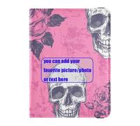 Skulls Middle Finger Rose Pink customize Leather Passport Holders Travel Passport Wallet With Vaccination Card Slot Cute Passport Book Ultra Slim, skulls middle finger Rose Pink, One Size