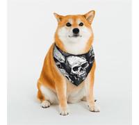 Skulls Pattern Dog Bandanas Large Adjustable Dog Scarf Triangle Bibs Double Reversible Kerchief Scarf Washable Daily Handkerchief for Medium Large Dog Puppy Cat Gift