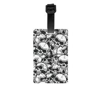 Skulls Pattern Print Lightweight PVC Luggage Tag Compact Travel ID Holder for Backpack Ideal Holiday Stocking Stuffer