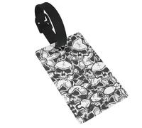Skulls Pattern Printed Luggage Tags with Wrist Strap,Name Id Label for Suitcase,Airplane Travel Essentials