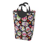 Skulls Print Laundry Hamper Collapsible Baskets With Handle Dirty Clothes Hamper Bag For Dorm Family Bathroom Decor Storage