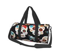 (Skulls) Print Round Large Travel Bag - Multi-Compartment Organizer Lightweight for Trips & Sports