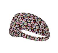 skulls Printed Athletic Head Wrap, Non Slip Hair Band, Keeps Sweat Out of Eyes for Yoga Gym Workout