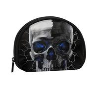 Skulls Printed Mini Coin Pouch, Shell Shape Zip Around Wallet, Small Zipper Pouch for Cash, Cards, Keys, Lipstick, Storage Pouch, Travel Organizer