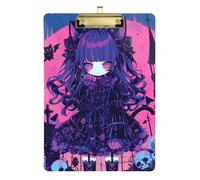 Skulls Purple Terro Anime Acrylic menu clipboards for Restaurants Standard Letter A4 Size Standard Hole for Football Softball Coaching Gold 12x9in Tabla para escribir con Clip