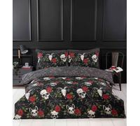 Skulls & Roses Microfibre Duvet Set with Pillowcase Rapport Home Multi King