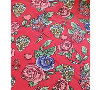 Skulls & Roses on Red - 100% Cotton Fabric - Candy Skulls Flowers Swallows & Anchors - Fabric Craft Material Metre (656ERA)