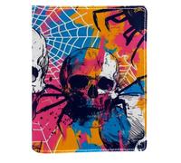 Skulls Spiderweb Replaceable Book Cover, Reusable PU Leather Book Protector, Suitable for 148x210 mm Notebooks