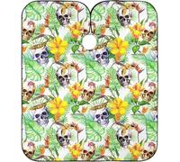Skulls Tropical Leaves Exotic Flowers Barber Cape Lightweight Hairdressing Apron Adjustable Beard Bib For Home Barbershop Salon 140X168Cm