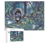 Skunk in The Forest with Champagne - Wooden Jigsaw Puzzle for Adults, 500 PCS, New Year Gift - for Quiet Evenings And Focused Play